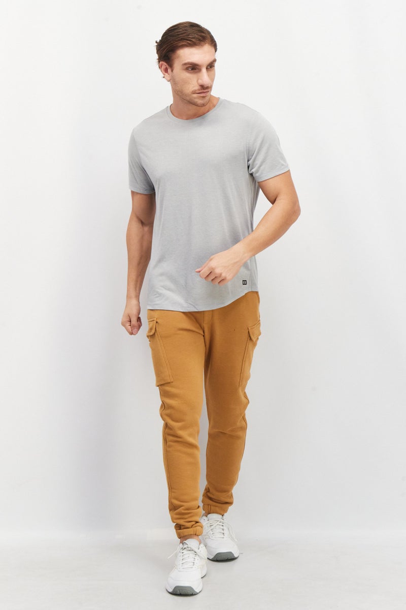 Layer 8 Men Sportswear Fit Short Sleeve Training Droptail T-Shirt, Light Grey - Image 2