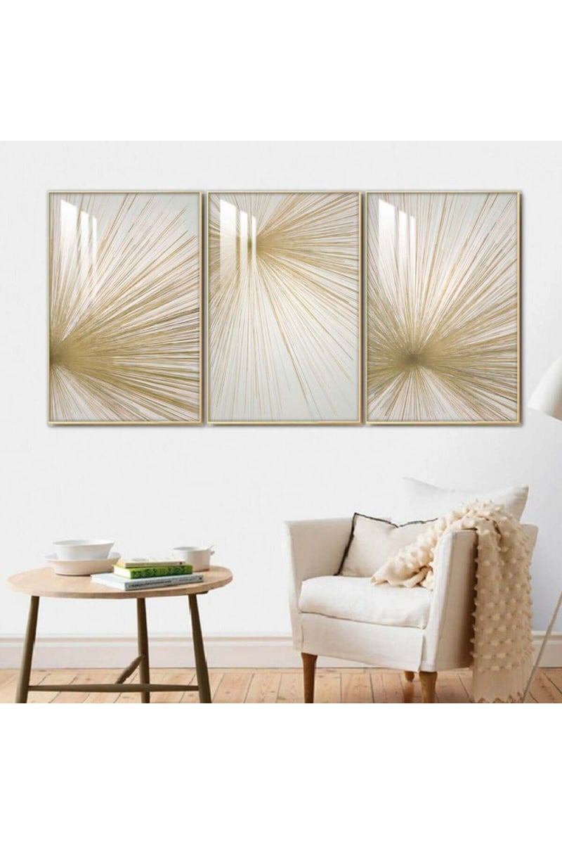 Marktna Three wooden wall painting with a frame and a clear acrylic layer - Image 1