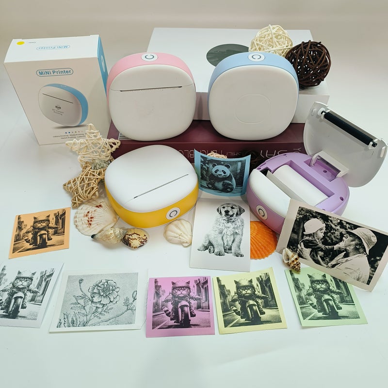 Purple Wireless Mini Printer Portable Thermal Label Maker With 1 Roll Thermal Paper 203 DPI For Notes Diaries Work Receipts DIY Crafts - Image 2