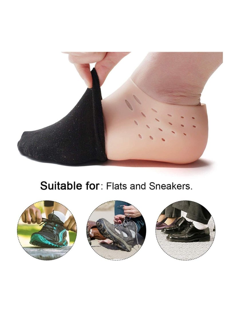 SYOSI - 2 Pcs Invisible Height Increase Insole, Height Increase Socks Wearable Heel Cushion Inserts Shoe Soft Silicone Heel Lift Insole Leg Lengthen, for Men and Women 5.5 cm（Beige） - Image 1