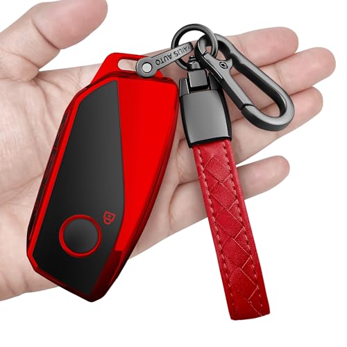 Sindeda for BMW Key Fob Cover with Keychain Soft Full Protection Key Shell Key Case Compatible with 2023 2024 New 5/7 Series 740i 760i X1 X5 X6 X7 XM IX IX3 I5 I7 (Red) - Image 1