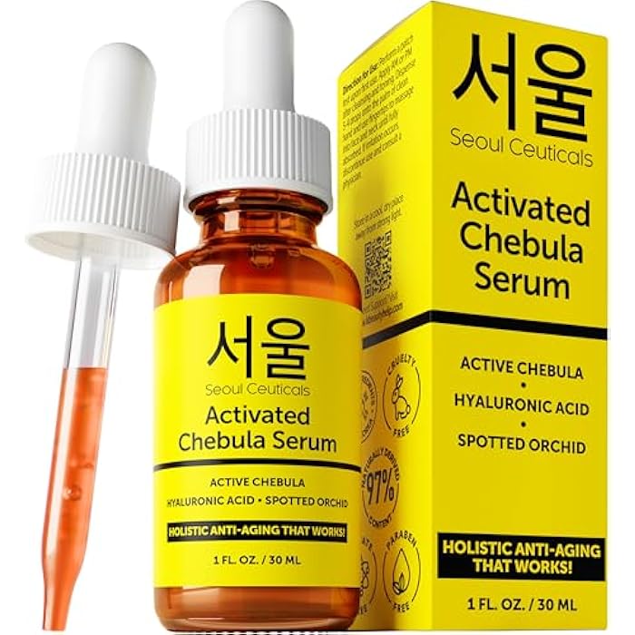 SeoulCeuticals Chebula Active Serum for Face - Korean Skin Care Anti Aging Natural K Beauty Skincare With Hyaluronic Acid + Spotted Orchid for Healthy, Youthful Glowing Skin 1oz - Image 1