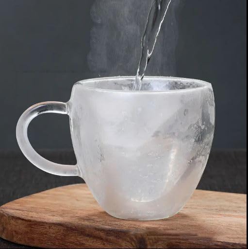 Ash  Roh Ash & Roh Heart Shape Double Walled Glass Cups, Insulated Coffee and Tea Mugs with Handle, Clear Borosilicate Cups for Hot & Iced Drinks Glass (Pack of 2, 150ml) - Image 3