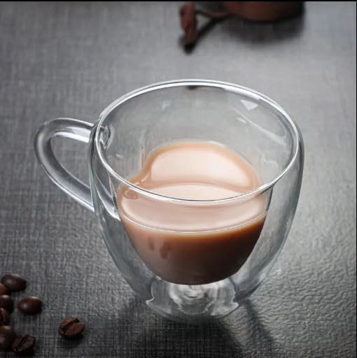 Ash  Roh Ash & Roh Heart Shape Double Walled Glass Cups, Insulated Coffee and Tea Mugs with Handle, Clear Borosilicate Cups for Hot & Iced Drinks Glass (Pack of 2, 150ml) - Image 5