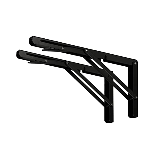 CLT CLETING 24" Black Folding Shelf Brackets Max. Load 550 lb, Heavy Duty DIY Wall Mounted Shelf Bracket Space Saving for Table Work Bench, Pack of 2 - Image 1