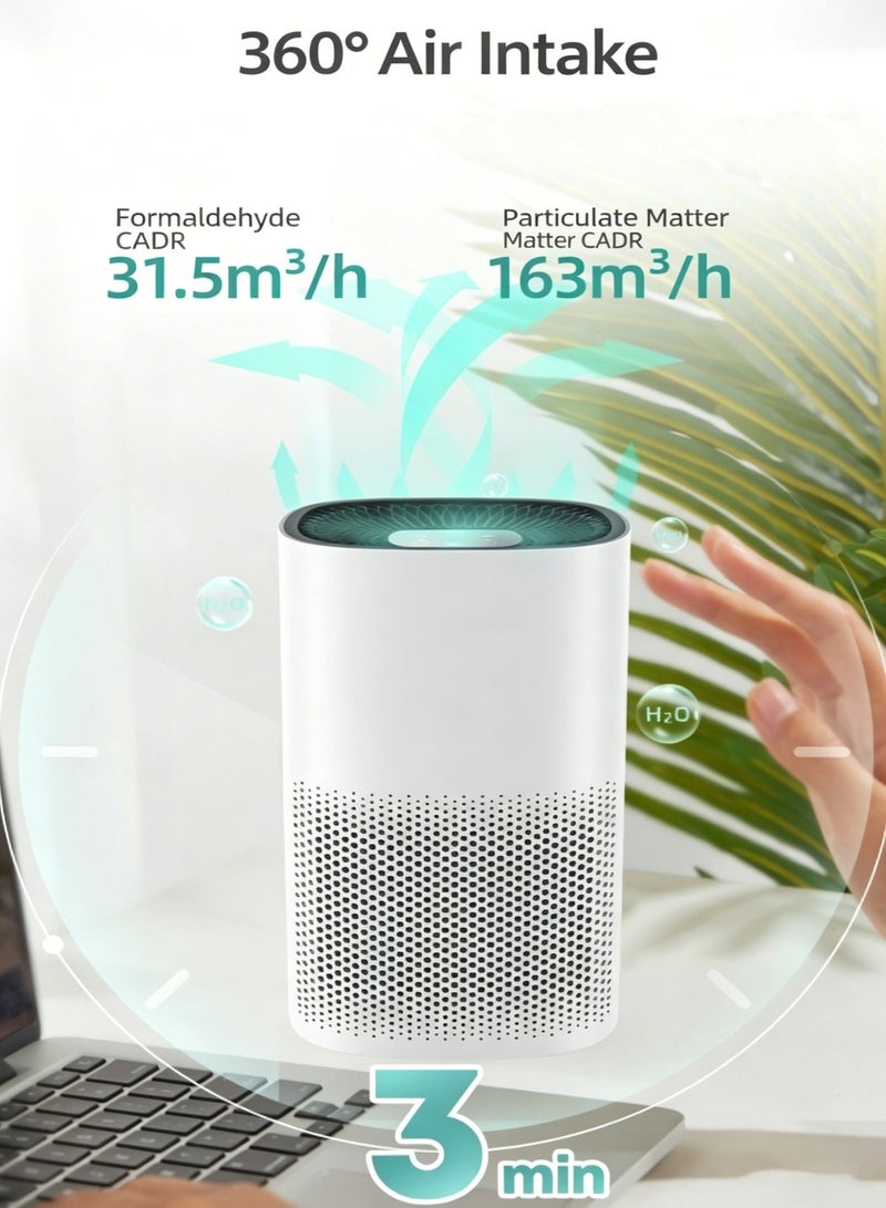 KIIUMI Smart Air Purifier for Home Bedroom, HEPA Air Filter with Auto Mode & 3 Speed,  Removes 99.97% Pollen Allergies Dust Odours, Air Cleaner with Quiet Auto Mode - Image 5