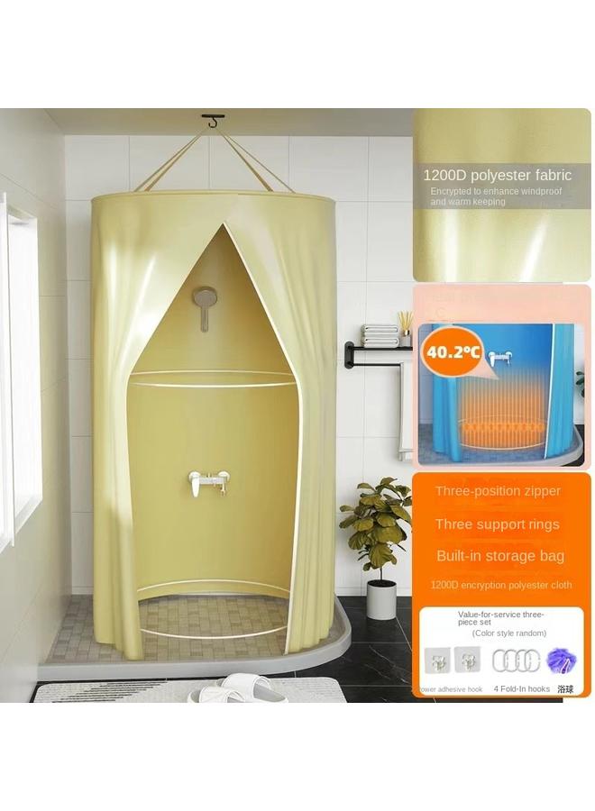 Bluejw Titanium Silver Thickened Bath Cover Winter Bathing Not Cold Artifact Household Bath Account Round Heat Preservation Warm Bathroom Waterproof Shower Curtain - Image 1