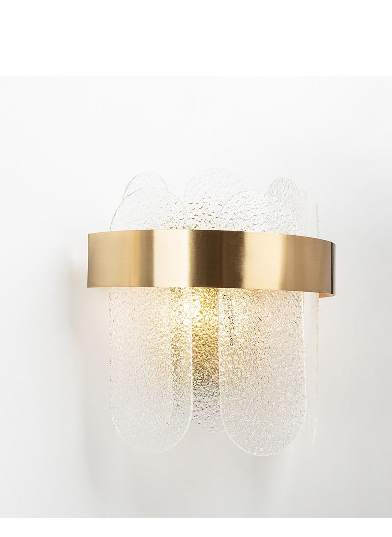 UCANDLE Transparent patterned glass wall plate with a luxurious golden frame, LED wall lighting for sitting rooms, living rooms and bedrooms  - Image 4