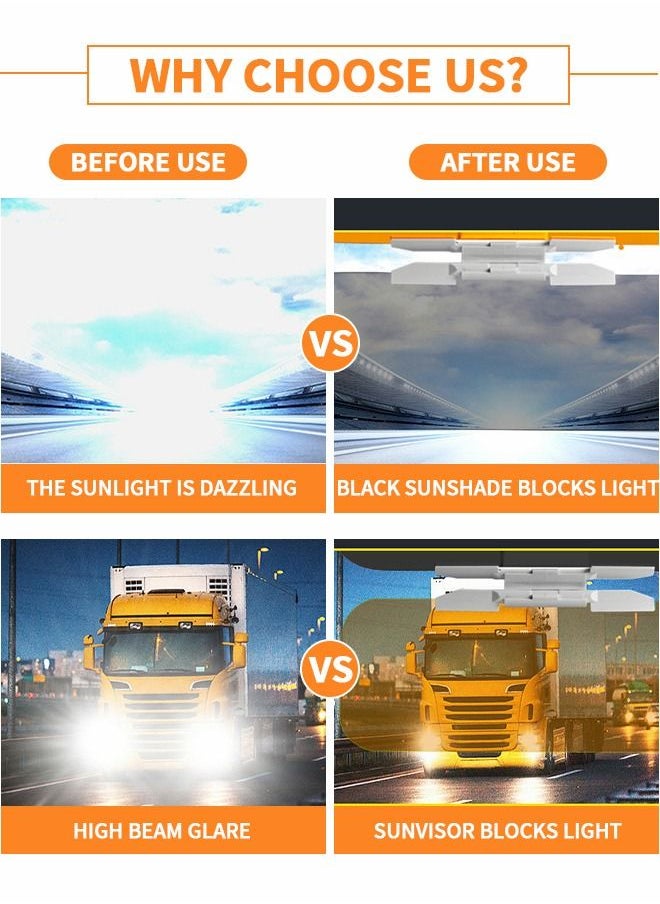 GROIC - Car Visor, Day and Night Anti-Glare Visor, 2 in 1 Automobile Sun Anti-UV Block Visor, Vehicle Windshield Sunshade,Car Accessories for Clearer Vision and Safety Driving - Image 1