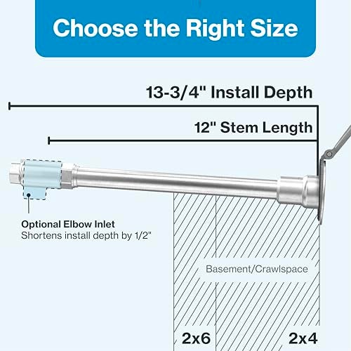 Aquor House Hydrant V1+ Frost Free Outdoor Faucet, Anti Siphon Valve with Quick Connect, Frost Proof Flush Wall Hose Bib, 12 inch Stem, 13-3/4 inch Install Depth, Slate Gray - Image 3