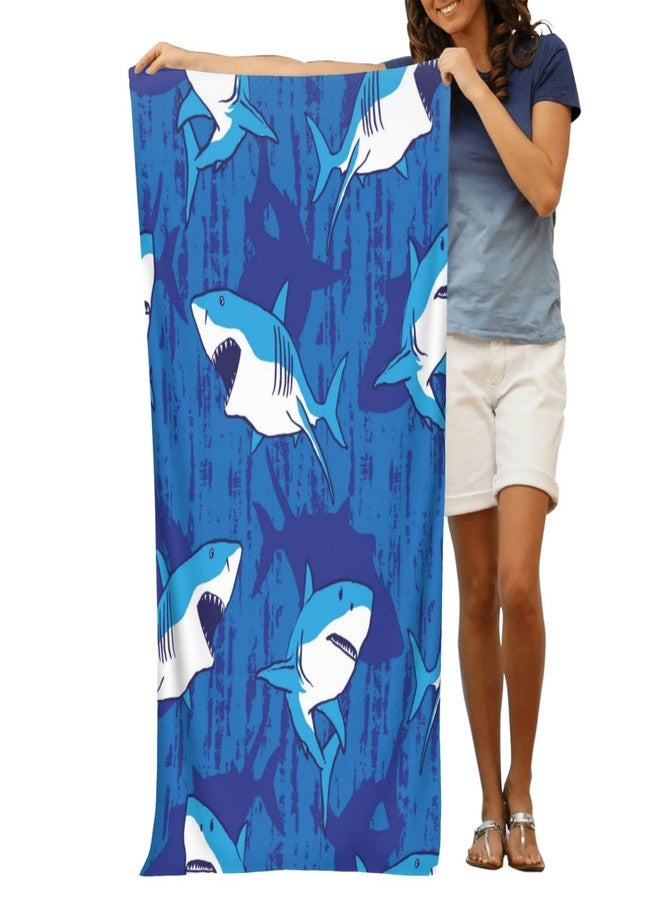 COMFAR Cute Shark Microfiber Beach Towel for Boys, Personalized Beach Towels for Kids, Sand Free Beach Towel Sandproof, Quick Dry Pool Towel 30"x 60" - Image 5