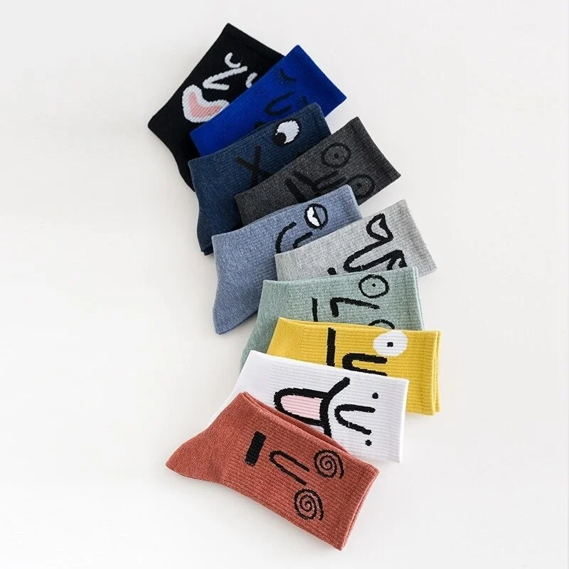 Bgk Unisex Colorful Face Patterned Tennis Socks 10 Pcs