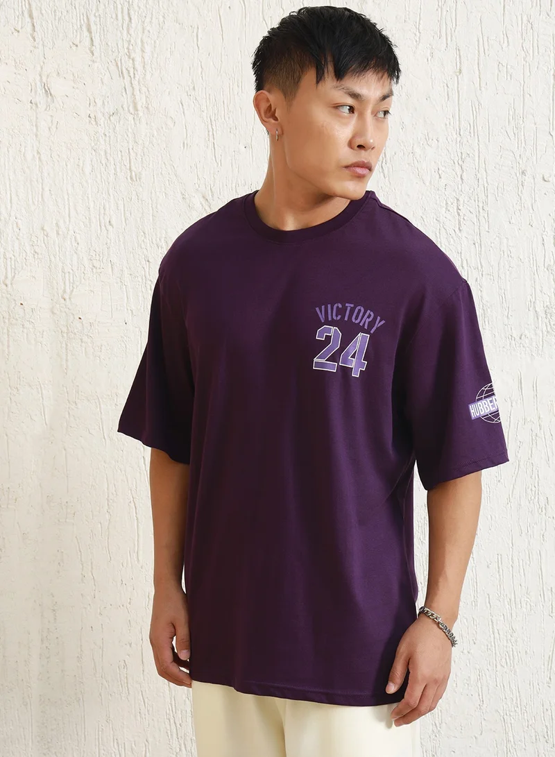 Hubberholme Relaxed Purple Graphic T-Shirt for Men