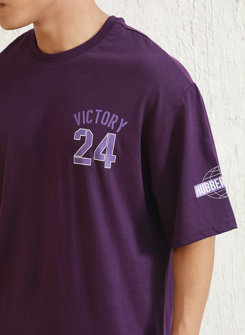 Hubberholme Relaxed Purple Graphic T-Shirt for Men