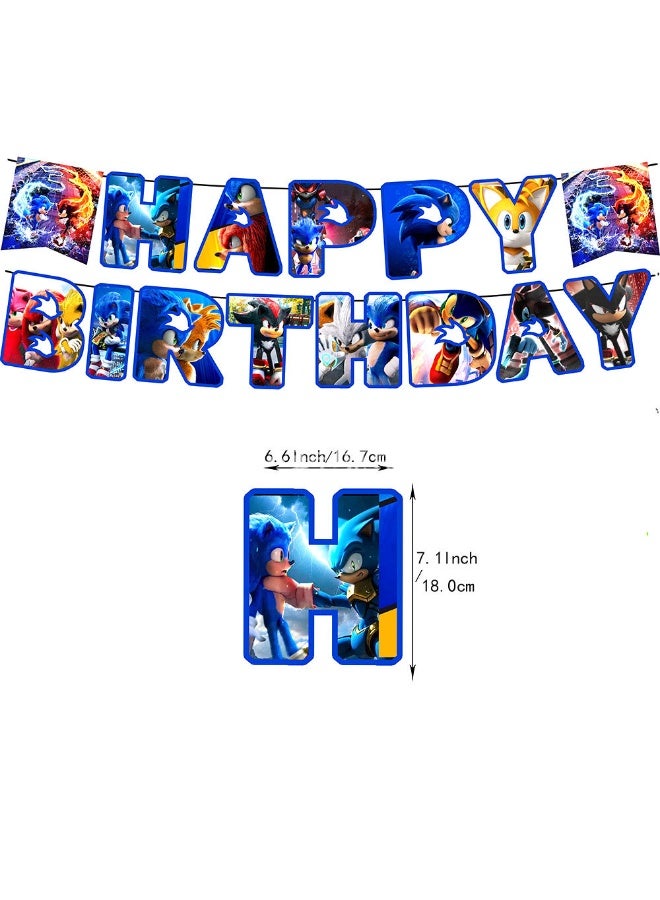 Sonic Birthday Party Supplies, Sonic Party Decorations Set - Sonic Birthday Decorations Banners Tablecloth & Sonic Balloons Cake Toppers and Other Sonic Party Supplies for Boys/Girls/Kids - Image 3