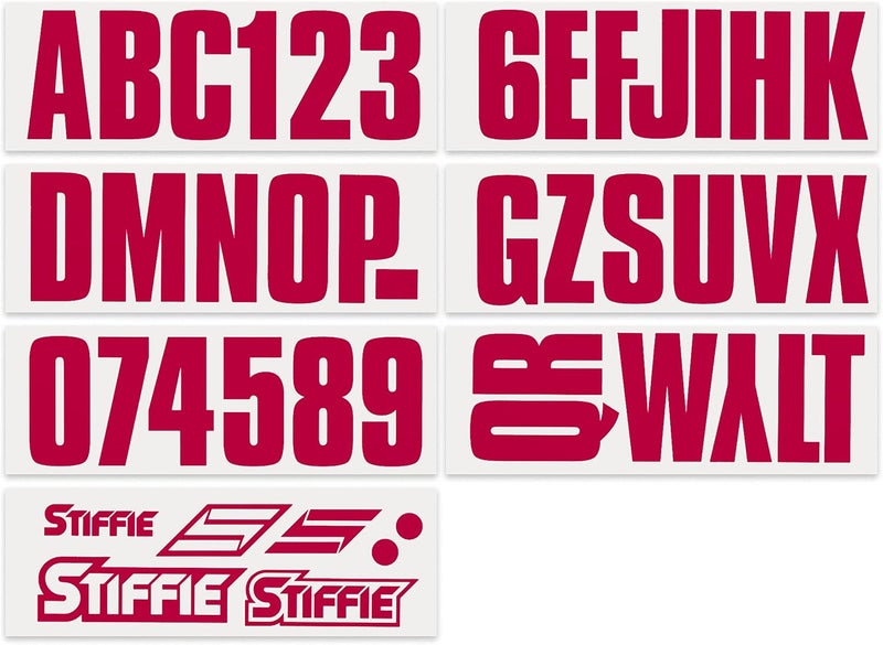 Stiffie مجموعة تعريف مقاس 3 بوصات من Stiffie Uniline باللون العنابي مع ملصقات وأرقام تعريف تسجيل أبجدية رقمية للقوارب والمركبات المائية الشخصية - Image 3