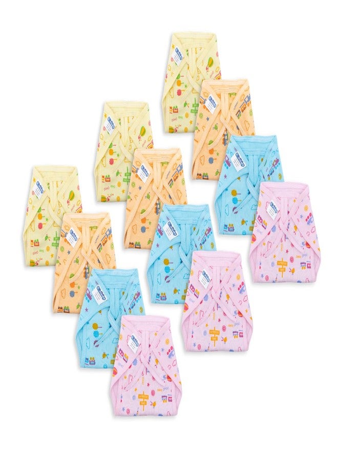 Bumsies Tie up Nappy For Babies, Reusable, Washable Soft Muslin Cotton Nappy/Langot for New Born Baby | Gentle on Baby Skin, Pack of 12 | Helps in Potty Training | Medium, Dyd, Printed - Image 1