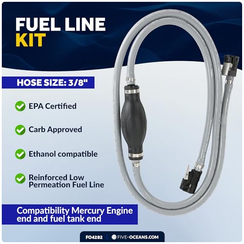 Five Oceans Mercury Marine Boat Fuel Line Kit, 3/8-Inch x 6-Foot, EPA/CARB Approved, Leakproof, Outboard Fuel Line for All Mercury Engine End and Tank End Male Fitting (Post-1998) - FO4282 - Image 5