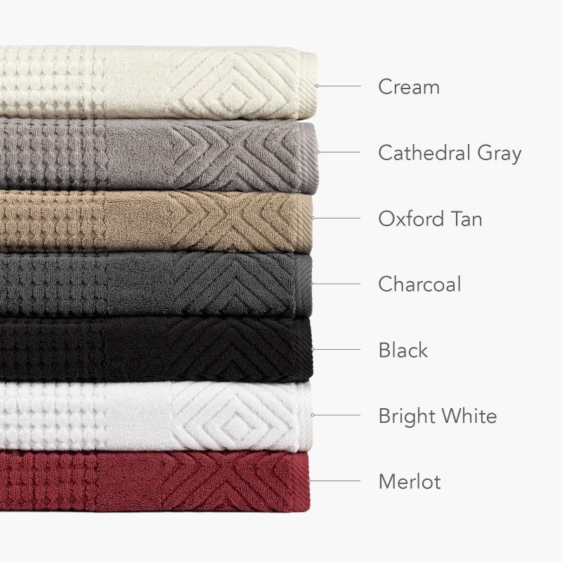 تيكسيري سيلك Texere 100 ٪ من القطن العضوي الماس Jacquard 700 GSM مجموعات منشفة حمام فاخرة - فوترا ناعمة وامتصاص جودة السبا (مناشف دايموند الأسود 4 حمام) - Image 5
