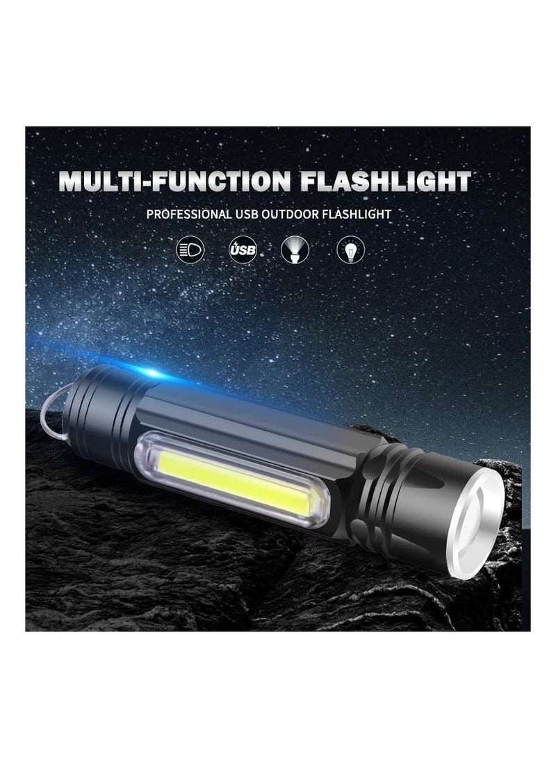 Flashlight, High Lumens Rechargeable Zoomable, LED USB Small Flashlight with Magnetic Tail, Super Bright Flash Light, 4 Lights Modes, COB Wrok Light, Pocket Pen Flashlihght, for Hiking (2PCS) - Image 2