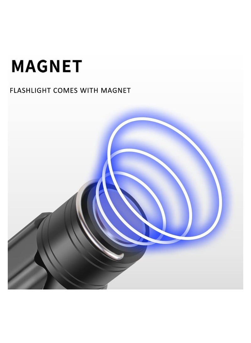 Flashlight, High Lumens Rechargeable Zoomable, LED USB Small Flashlight with Magnetic Tail, Super Bright Flash Light, 4 Lights Modes, COB Wrok Light, Pocket Pen Flashlihght, for Hiking (2PCS) - Image 3