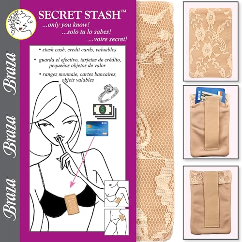 Braza Secret Stash - Lace Bra Travel Pocket Pouch - Beige, One Size - Image 3