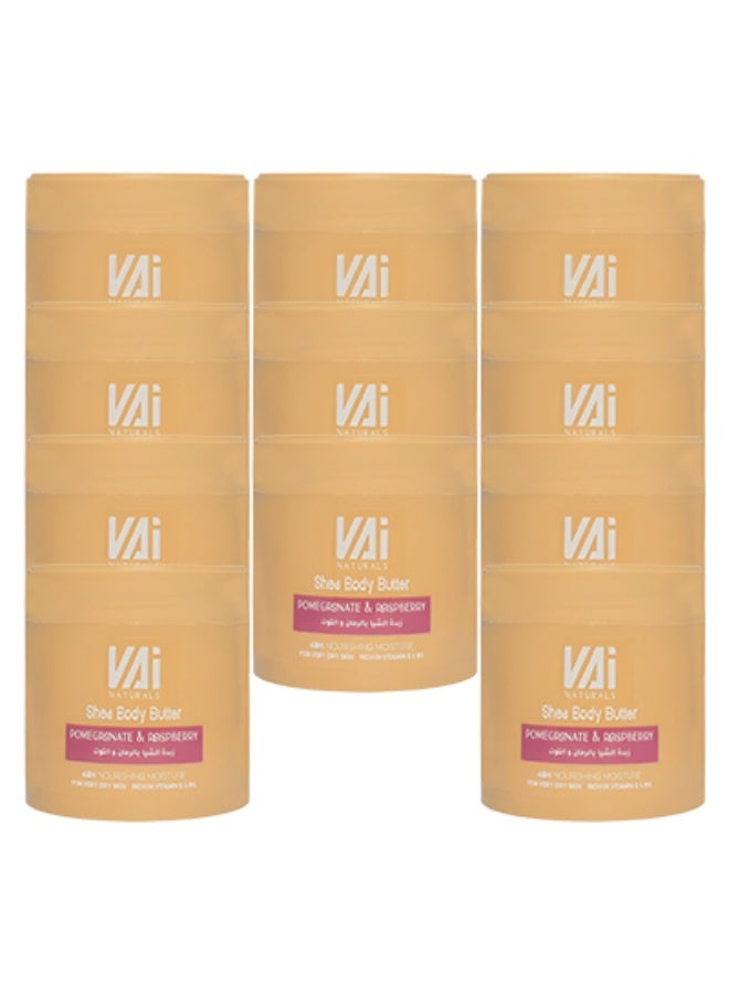 VAI 11 قطع زبدة الشيا للجسم بالرمان والتوت ترطيب مغذي يدوم 48 ساعة للبشرة شديدة الجفاف غنية بفيتامين هـ - Image 1