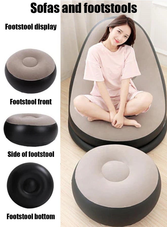Generic 2-in-1 Inflatable Lazy Sofa Family Inflatable Lounge Chair Inflatable bean bag chair with inflatable footrest and electric air pump for room, living room, outing and camping  - Image 4
