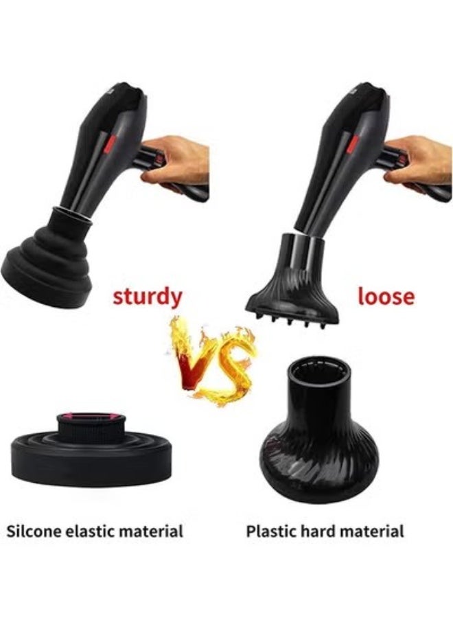JS Universal Hair Diffuser Adaptable for Blow Dryers with 1.4-Inch to 1.96-Inch,for Curly or Wavy Hair, Lightweight Foldable Portable Travel Folding Design - Black - Image 2