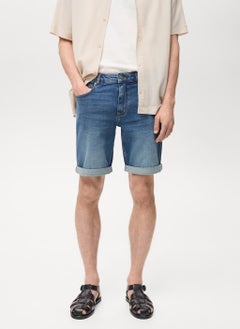 Mango Man Slim Fit Denim Bermuda Shorts  - Image 1