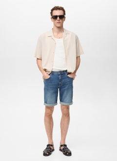 Mango Man Slim Fit Denim Bermuda Shorts  - Image 4