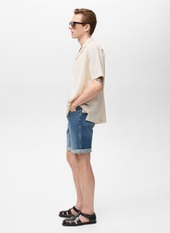 Mango Man Slim Fit Denim Bermuda Shorts  - Image 3