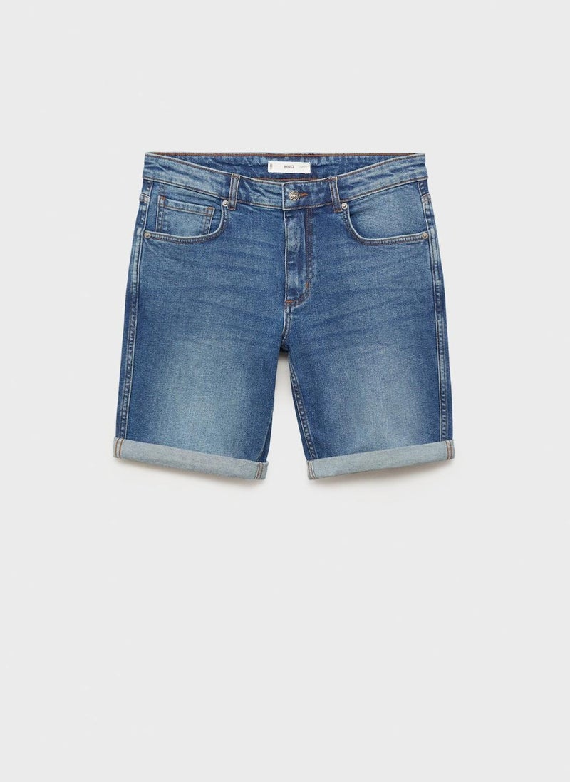 Mango Man Slim Fit Denim Bermuda Shorts  - Image 5