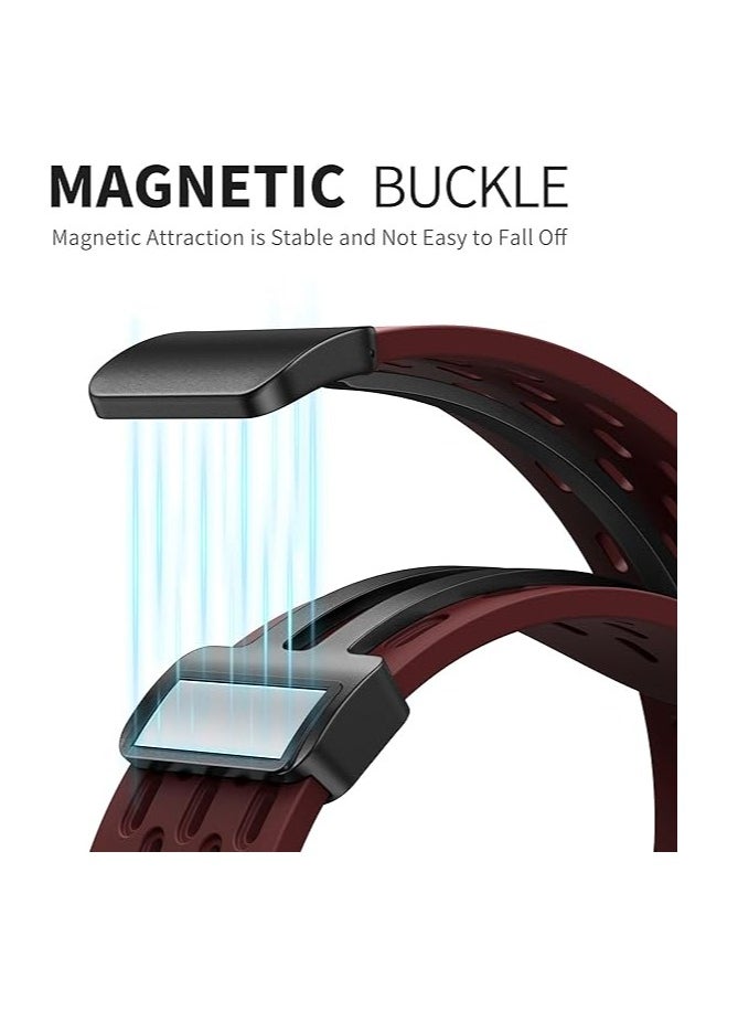 ten.tech - TenTech Breathable Silicone Sports Watch Band with Magnetic Clasp for Apple Watch Ultra/Ultra 2, Size 49mm 45mm 44mm 42, Soft Band for iWatch Series 9/8/7/6/5/4/3/2 /1/SE – Burgundy red - Image 1