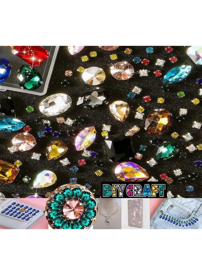 DIY Crafts 80 Pcs, Mix Colour, Sew on Rhinestone Glass Crystals Acrylic Gems with Hole Silver Prong Setting Flatback Claw Mix Shape Mix Size for DIY Crafts Dress Clothes S (80 Pcs, Mix Colour) - Image 2