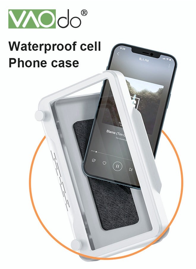 VAOdo - Waterproof Mobile Phone Case Can Be Rotated 180 ° Multi-functional Bathroom Kitchen Mobile Phone Holder Waterproof And Anti-fog Mobile Phone Case With Hook - Image 1