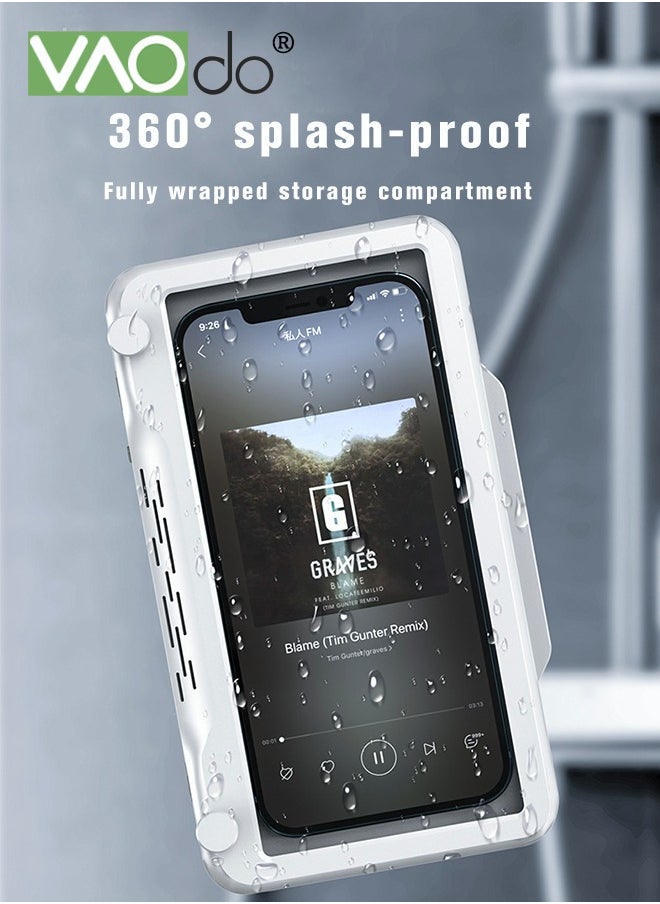 VAOdo - Waterproof Mobile Phone Case Can Be Rotated 180 ° Multi-functional Bathroom Kitchen Mobile Phone Holder Waterproof And Anti-fog Mobile Phone Case With Hook - Image 1