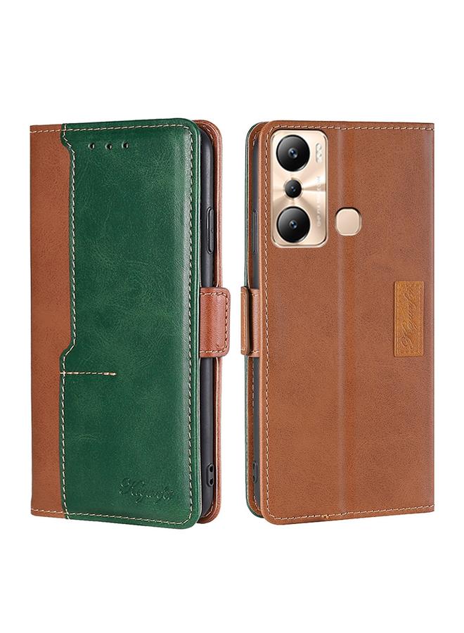 اس-توب جراب هاتف Infinix Hot 20i بلون متباين مع مشبك جانبي من الجلد - Image 1