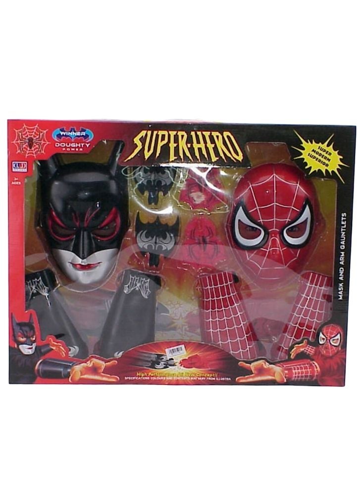 Premium Superhero Mask & Arm Gauntlet Set – Red & Black Action Costume Playset for Kids - Image 1