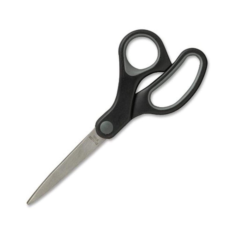 Sparco Straight Rubber Handle Scissors, Black, Gray