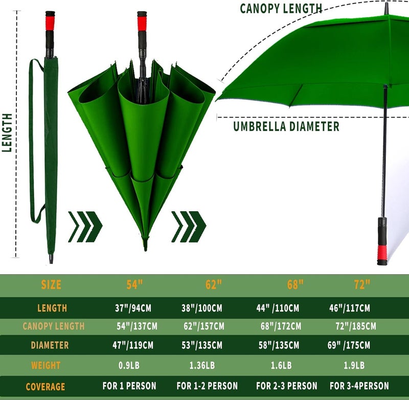 SIEPASA Golf Umbrella Large 62/68/72 Inch Automatic Open Golf Umbrella Extra Large Oversize Double Canopy Vented Umbrella Windproof Waterproof for Men and Women. - Image 4