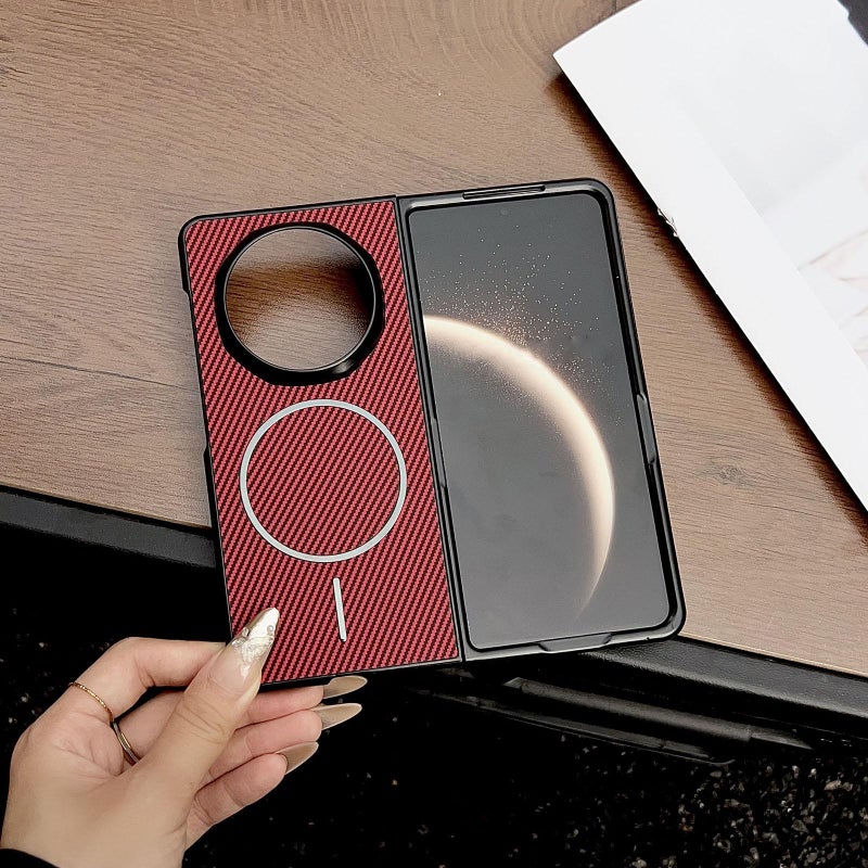 erorex For Honor Magic V5 Carbon Fiber Texture MagSafe Phone Case(Black) - Image 3