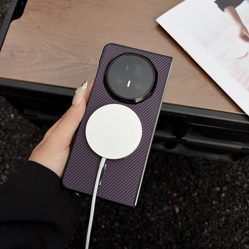 erorex For Honor Magic V5 Carbon Fiber Texture MagSafe Phone Case(Black) - Image 4