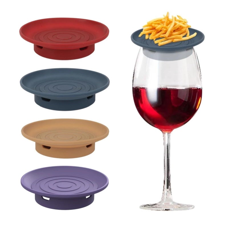 Yellow Wine Glass Charcuterie Topper 5pc Snack Tray Appetizer Plates Easy Clean - Image 2