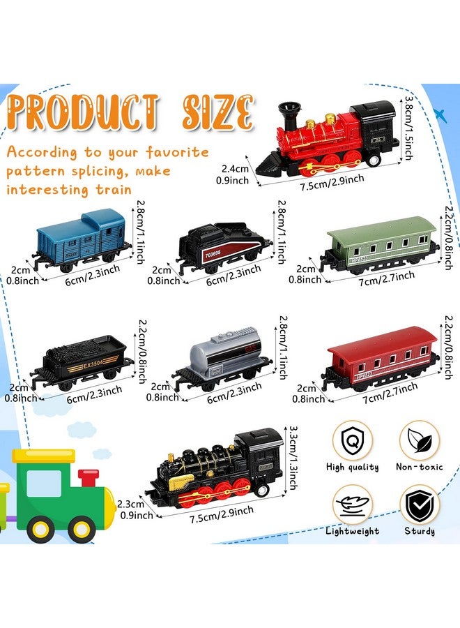 Hanaive هانايف 2 مجموعات ألعاب قطار صغيرة من سبائك الألمنيوم نموذج قطار بخاري تقليدي للقطار القابل للسحب للأطفال في حفلات عيد الميلاد والهدايا المدرسية - Image 2