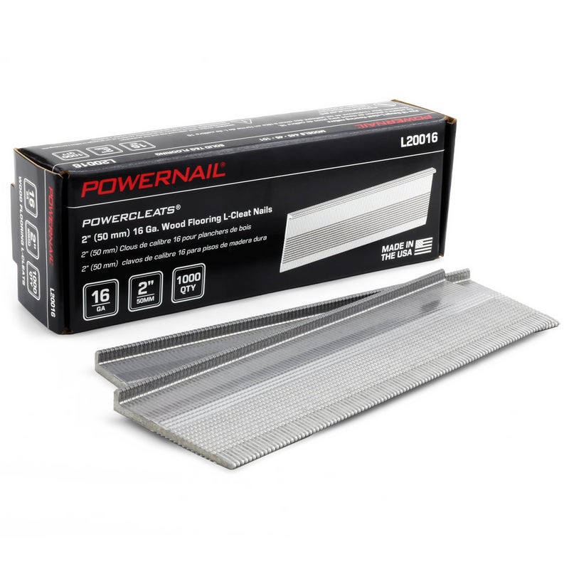 Powernail L20016 16 Gauge 2 Inch Length L-Cleat Nails for Hardwood Flooring (Box of 1000)