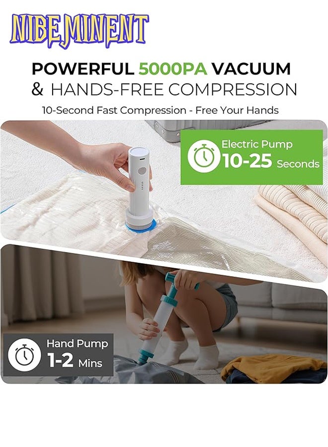 NIBEMINENT Premium Vacuum Storage Bag with Electric Pump, 12-Pack (4 Extra Large, 4 Large, 4 Medium), Reusable Space Saving Bag for Clothes, Mattresses, Blankets, Duvets, Pillows, Storage Space Saving. - Image 2
