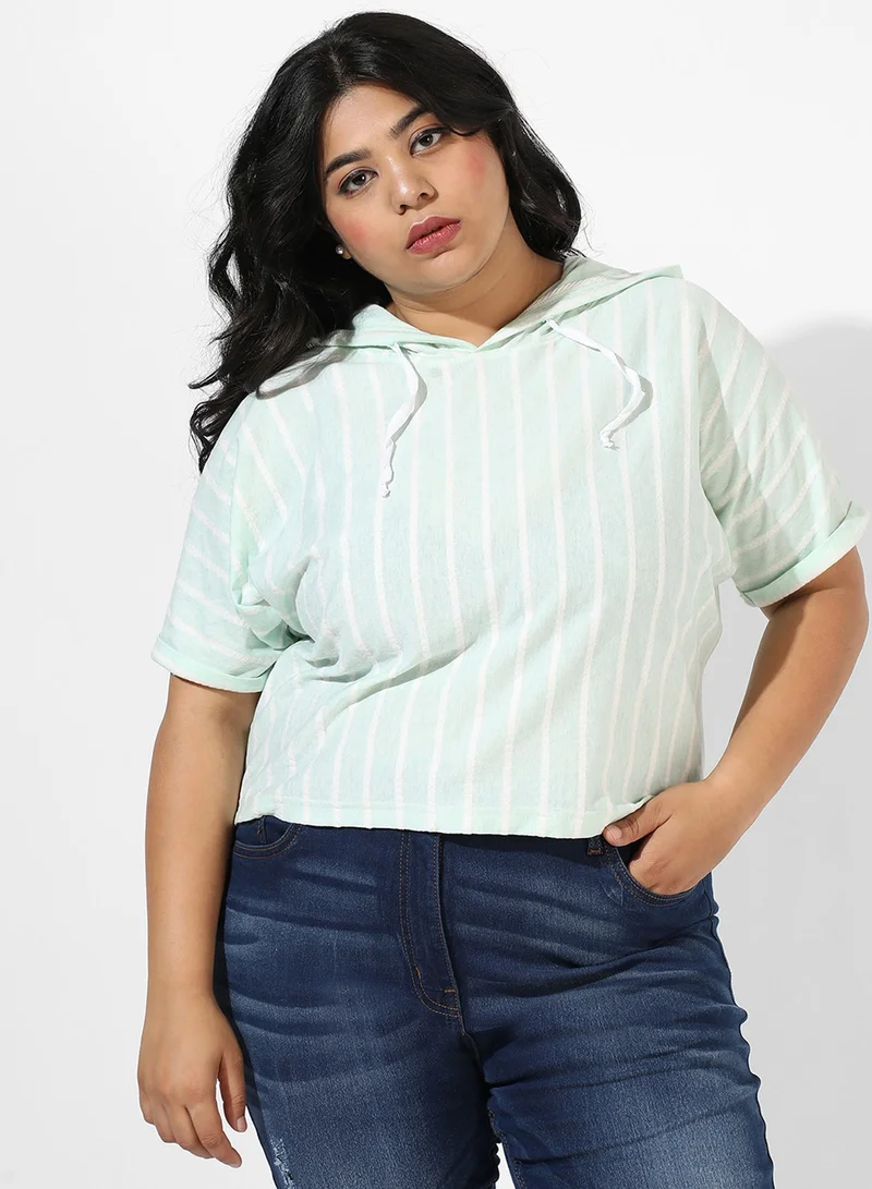 Instafab Plus Women's Mint Green Pinstripe Top