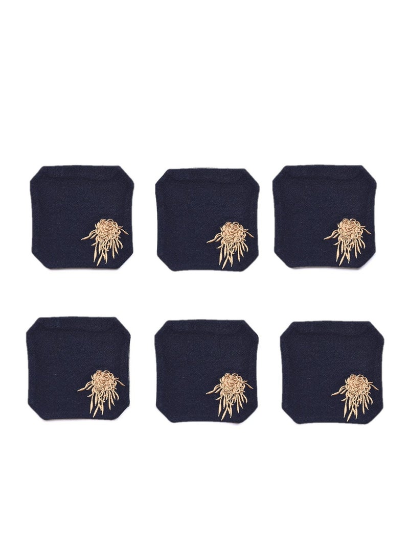 Y&D Chinese Style Cotton Linen Retro Water Absorbing Double Layer Thickened Cup Holder Fabric Embroidered Tea Cup Pad Fabric Art Cup Pad  - Image 1