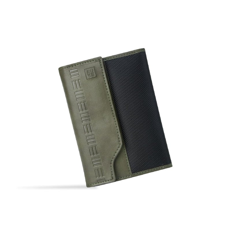 EUME Crest Passport Holder for Men & Women, Charcoal Green |Trifold Premium Vegan Leather | 6 Card Slots, 1 Compartment, 2 Slip Pockets | Passport Pouch | Travel Document Organiser | Passport Cover - Image 1